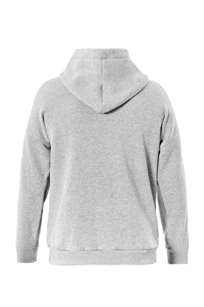 Unisex Shining Metallic Star Baskılı Kapüşonlu İçi Yumuşak Polarlı Oversize Sweatshirt - GRİ