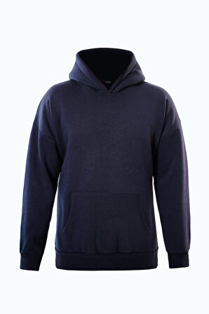 Unisex Are You Ok Honey Baskılı Kapüşonlu İçi Yumuşak Polarlı Oversize Sweatshirt - LACİVERT