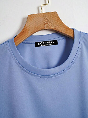 Unisex Oversize Bisiklet Yaka Billionaire Baskılı Basic T-Shirt - MAVİ