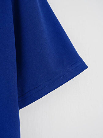 Unisex Oversize Bisiklet Yaka Billionaire Baskılı Basic T-Shirt - SAKS MAVİSİ