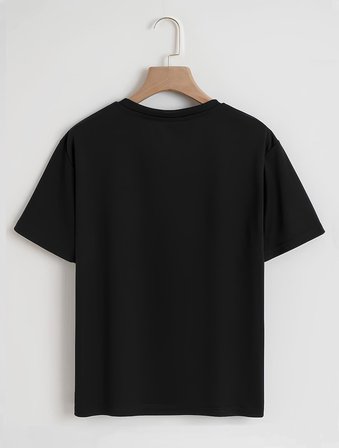 Unisex Oversize Bisiklet Yaka Are You Ok Honey Baskılı Basic T-Shirt - SİYAH