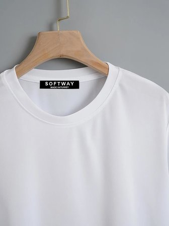 Unisex Oversize Bisiklet Yaka Powder Pink Ribbon Baskılı Basic T-Shirt - BEYAZ