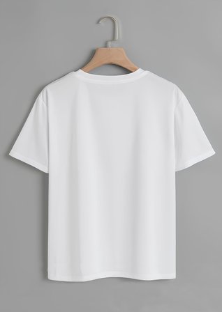 Unisex Oversize Bisiklet Yaka Ribbon Cherry Baskılı Basic T-Shirt - BEYAZ