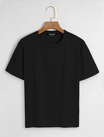 Unisex Oversize Bisiklet Yaka Butterfly Baskılı Basic T-Shirt - SİYAH