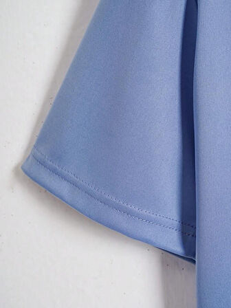 Unisex Oversize Bisiklet Yaka Rose Love Baskılı Basic T-Shirt - MAVİ