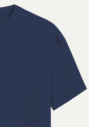 Unisex Bisiklet Yaka %100 Organik Pamuklu Kalın Dokulu Düz Oversize T-shirt - LACİVERT