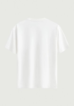 Unisex Bisiklet Yaka %100 Organik Pamuklu Kalın Dokulu California Baskılı Oversize T-shirt - BEYAZ