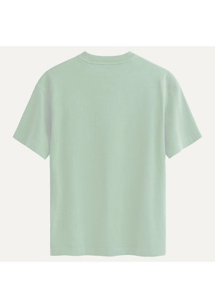 Unisex Bisiklet Yaka %100 Organik Pamuklu Kalın Dokulu California Baskılı Oversize T-shirt - BEJ