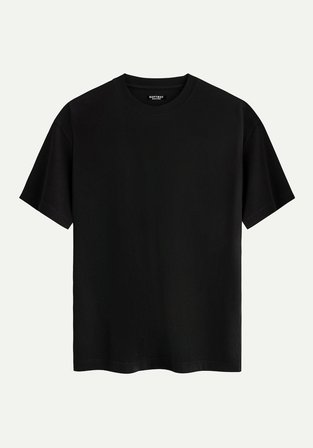 Unisex Bisiklet Yaka %100 Organik Pamuklu Kalın Dokulu Earth Baskılı Oversize T-shirt - SİYAH