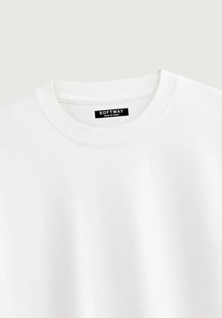 Unisex Bisiklet Yaka %100 Organik Pamuklu Kalın Dokulu Guardian Protection Baskılı Oversize T-shirt - BEYAZ