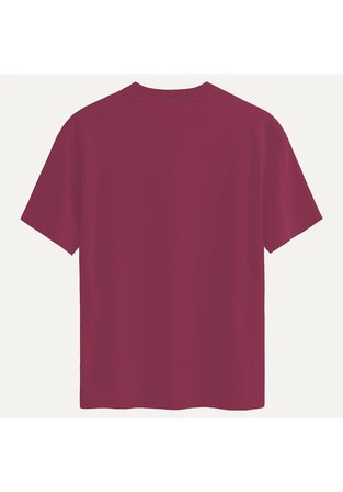 Unisex Bisiklet Yaka %100 Organik Pamuklu Kalın Dokulu Guardian Protection Baskılı Oversize T-shirt - BORDO