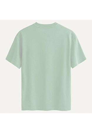 Unisex Bisiklet Yaka %100 Organik Pamuklu Kalın Dokulu Guardian Protection Baskılı Oversize T-shirt - BEJ