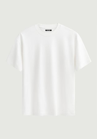Unisex Bisiklet Yaka %100 Organik Pamuklu Kalın Dokulu Jerry Baskılı Oversize T-shirt - BEYAZ