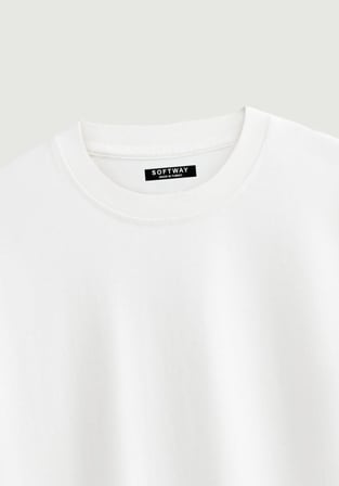 Unisex Bisiklet Yaka %100 Organik Pamuklu Kalın Dokulu Jerry Baskılı Oversize T-shirt - BEYAZ