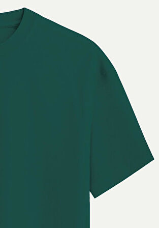 Unisex Bisiklet Yaka %100 Organik Pamuklu Kalın Dokulu Need Money For Porsche Baskılı Oversize T-shirt - KOYU YEŞİL