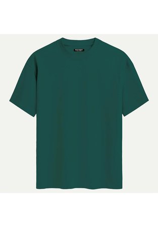 Unisex Bisiklet Yaka %100 Organik Pamuklu Kalın Dokulu Passion Baskılı Oversize T-shirt - KOYU YEŞİL