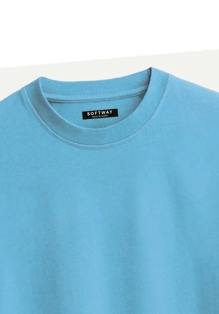 Unisex Bisiklet Yaka %100 Organik Pamuklu Kalın Dokulu Porsche 911 gt3 rs Baskılı Oversize T-shirt - MAVİ