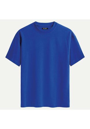 Unisex Bisiklet Yaka %100 Organik Pamuklu Kalın Dokulu Sally Baskılı Oversize T-shirt - SAKS MAVİSİ