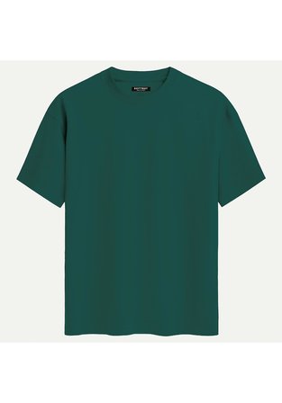 Unisex Bisiklet Yaka %100 Organik Pamuklu Kalın Dokulu Sally Baskılı Oversize T-shirt - KOYU YEŞİL