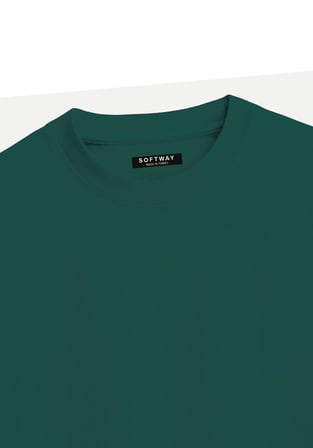 Unisex Bisiklet Yaka %100 Organik Pamuklu Kalın Dokulu Sally Baskılı Oversize T-shirt - KOYU YEŞİL