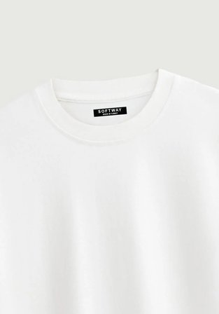 Unisex Bisiklet Yaka %100 Organik Pamuklu Kalın Dokulu Skull Baskılı Oversize T-shirt - BEYAZ