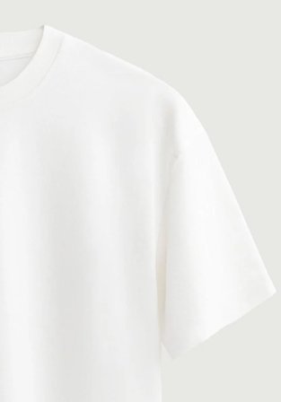 Unisex Bisiklet Yaka %100 Organik Pamuklu Kalın Dokulu Skull Baskılı Oversize T-shirt - BEYAZ