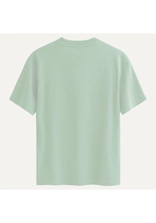 Unisex Bisiklet Yaka %100 Organik Pamuklu Kalın Dokulu Skull Baskılı Oversize T-shirt - BEJ