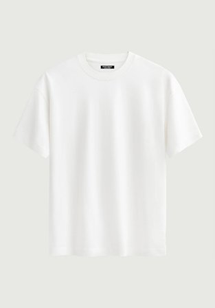 Unisex Bisiklet Yaka %100 Organik Pamuklu Kalın Dokulu Tom Baskılı Oversize T-shirt - BEYAZ