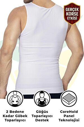 Korse Atlet Erkek – Jinekomasti Desteği, Göbek Toparlayıcı, Duruş Destekleyici - Beyaz | Elilom Yukka