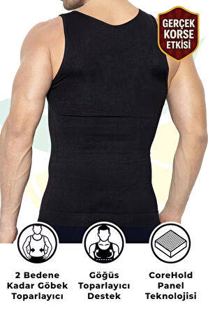 Korse Atlet Erkek – Jinekomasti Desteği, Göbek Toparlayıcı, Duruş Destekleyici - Siyah | Elilom Yukka