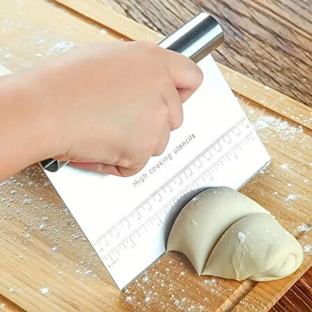 Paslanmaz Çelik Ölçülü Hamur Kesici, Pizza Kesici, Kazıyıcı