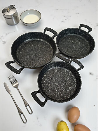 MyBru Döküm Omlet Tava 3'lü Set 18-20-22 Cm