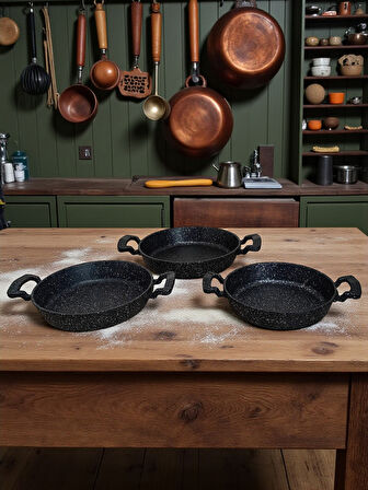MyBru Döküm Omlet Tava 3'lü Set 18-20-22 Cm