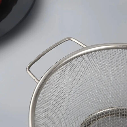 Paslanmaz Çelik Kulplu Tel Çok Amaçlı Makarna Un Meyve Sebze 3'lü Süzgeçi 26 22 20 Cm