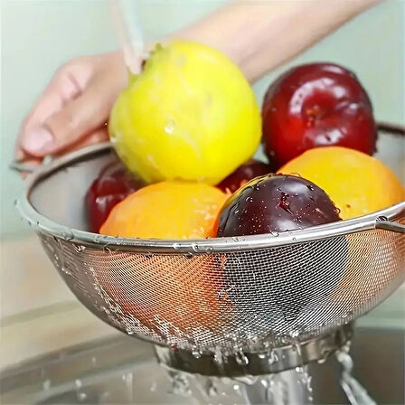 Paslanmaz Çelik Kulplu Tel Çok Amaçlı Makarna Un Meyve Sebze Süzgeçi 26 Cm