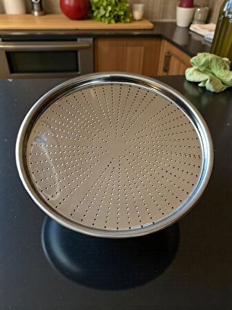 Paslanmaz Çelik Delikli Pizza Fırın Tepsisi Lahmacun Fırın Tepsisi 36 Cm