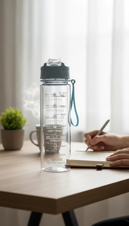 ByMyHand Mavi Taşıma Kulplu Kilit Kapaklı Pipetli Suluk Okul Matarası Motivasyon Matarası 800 Ml