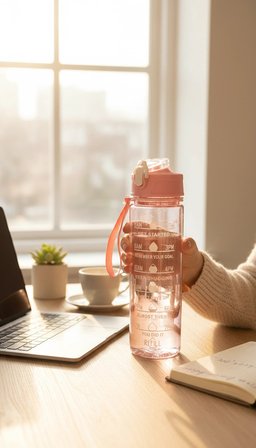 ByMyHand Pembe Taşıma Kulplu Kilit Kapaklı Pipetli Suluk Okul Matarası Motivasyon Matarası 800 Ml