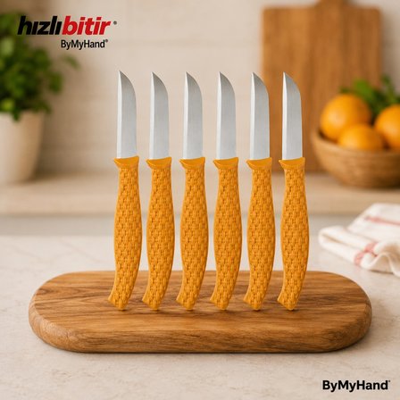 ByMyHand Kahverengi Meyve Bıçağı 6'lı Set