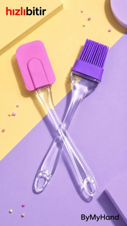 ByMyHand Karışık Renk Spatula ve Yumurta Fırçası 2'li Set
