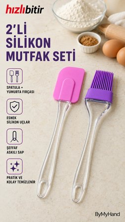 ByMyHand Karışık Renk Spatula ve Yumurta Fırçası 2'li Set