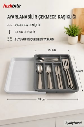 ByMyHand Plastik Ayarlı Çekmece İçi Kaşıklık