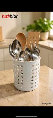ByMyHand Plastik Dolap İçi Kaşıklık Tezgah Üstü Kaşıklık 3'lü Set (Karışık Renk)