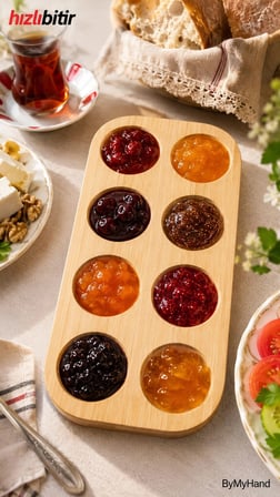 ByMyHand Bambu Doğal Ahşap 8'li Bölmeli Yumurtalık Reçellik ve Sosluk 8'li