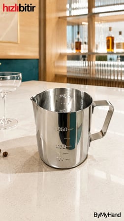 ByMyHand Premium Paslanmaz Çelik Ölçü Kabı Karıştırma Kabı Sütlük Süt Potu Barista Ölçü Kabı 350 Ml