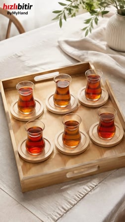 ByMyHand Bambu Doğal Ahşap Yuvarlak Bardak Altlığı 6'lı Set 10 Cm