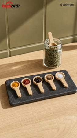 ByMyHand Ahşap Baharat Kaşığı 6'lı Set