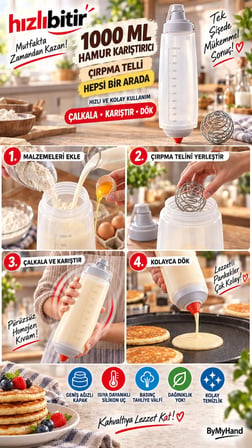 ByMyHand Plastik Çırpma Telli Hamur Şekillendirici Dağıtıcı Porsiyonlayıcı