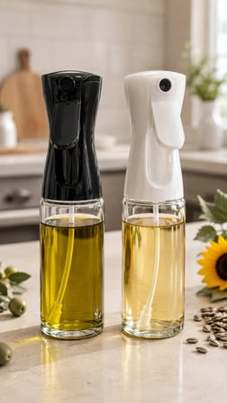 ByMyHand Cam Gövdeli Plastik Püskürtme Kapaklı Püskürtmeli Yağdanlık Sirke Sos ve Yağlık 2'li Set 230 Ml
