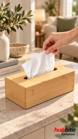 ByMyHand Doğal Ahşap Bambu Peçetelik Peçete Kutusu
